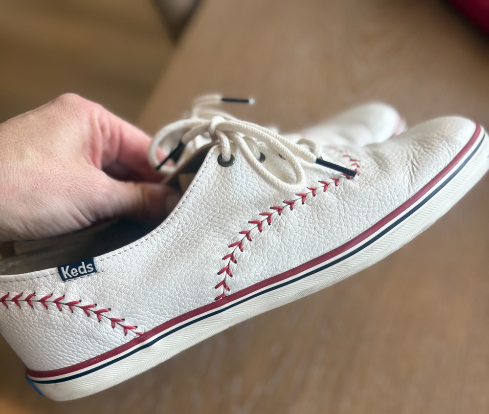 Keds Champion Pennant Leather Baseball Stitched Women's Sneakers White Sz 8.5